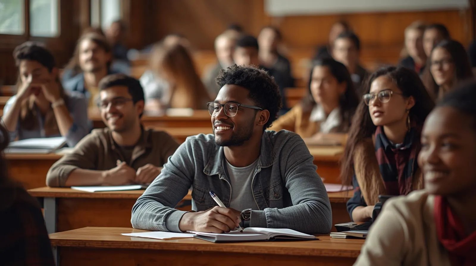 Students taking a lecture in a classroom