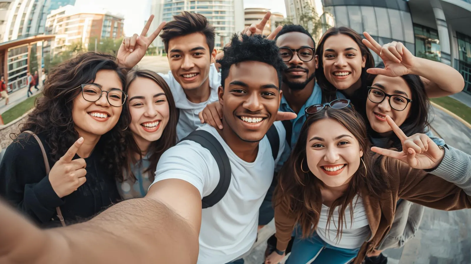 International students smiling together